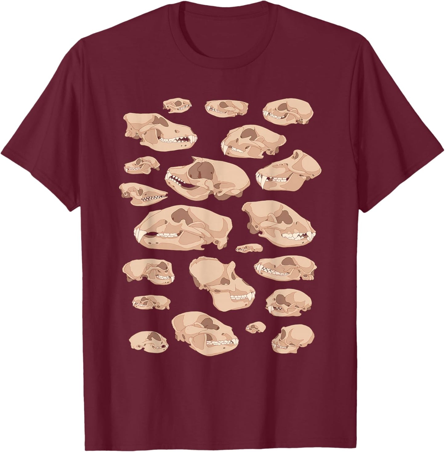 Animal Skulls Biology Diagram Science & Nature T-Shirt - T-Shirt | Maroon