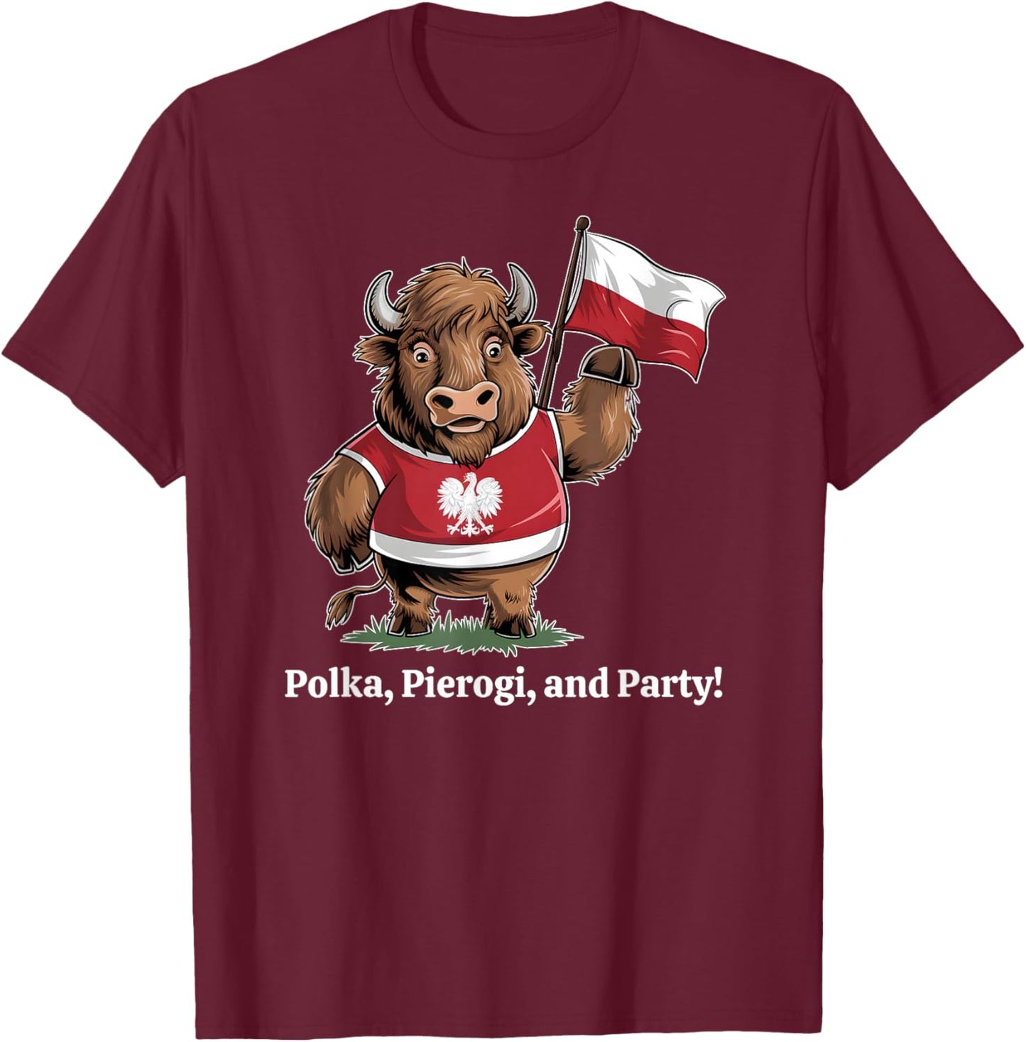 Polka. Pierogi. Party. – Dyngus Day 2025 Polish American T-Shirt - T-Shirt | Maroon