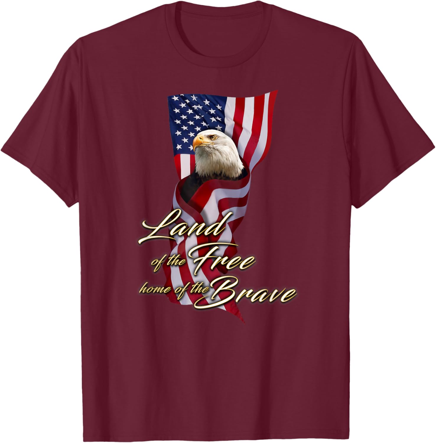 American Flag Eagle T-Shirt - T-Shirt | Maroon