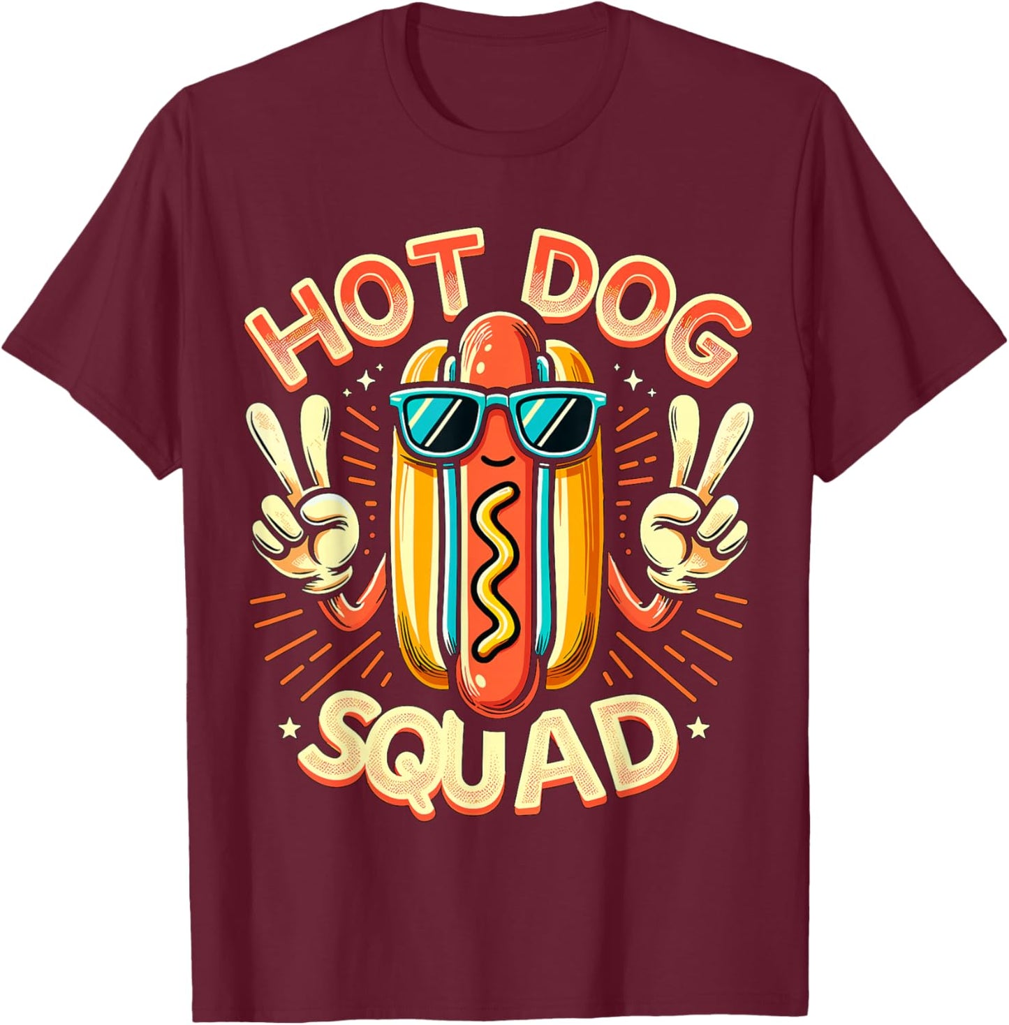 Hot Dog Squad Hot Dog Stand Team Hotdog Crew T-Shirt - T-Shirt | Maroon