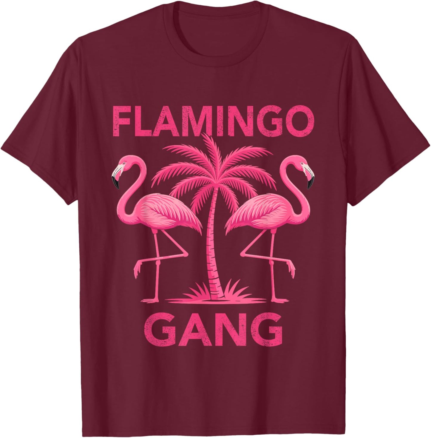 Flamingo Gang Carnival Fancy Dress Costume T-Shirt - T-Shirt | Maroon