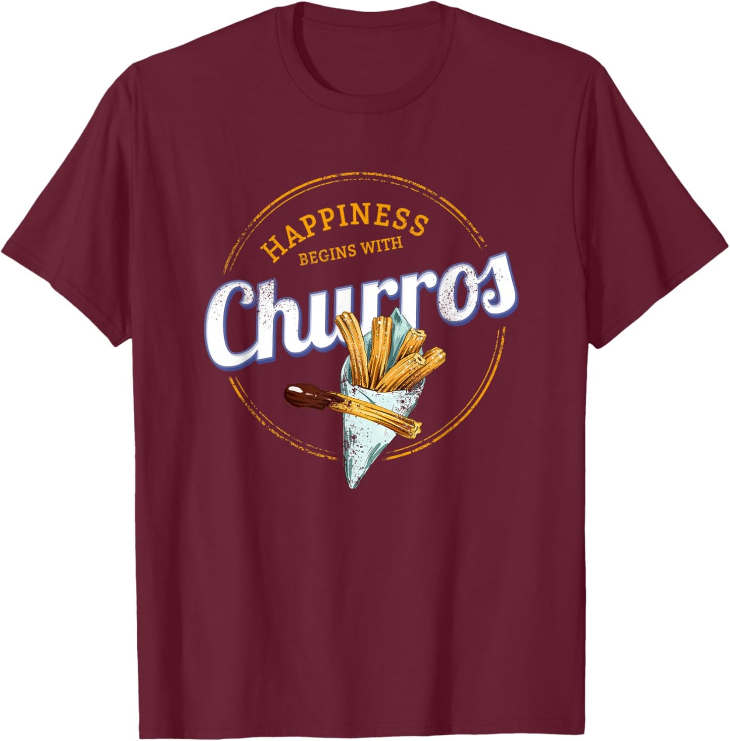 Churros Snack Vintage Dessert Retro Street Food Souvenir T-Shirt - T-Shirt | Maroon