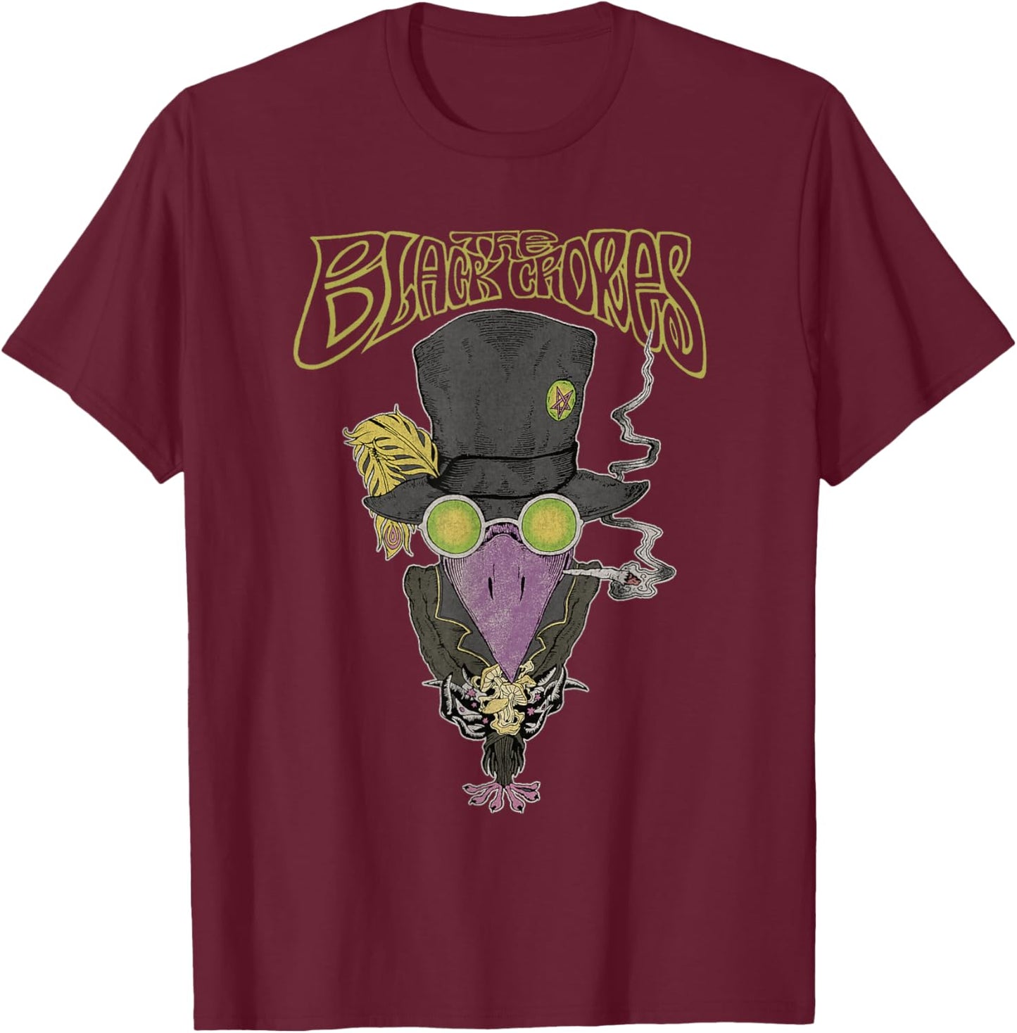Official The Black Crowes Top Hat Crowe T-Shirt - T-Shirt | Maroon