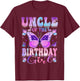 Uncle Of The Birthday Girl Butterfly Party Matching Family T-Shirt - T-Shirt | Maroon