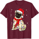 Pug Dogs Christmas Light Santa Hat Puggy Lover Xmas T-Shirt - T-Shirt | Maroon
