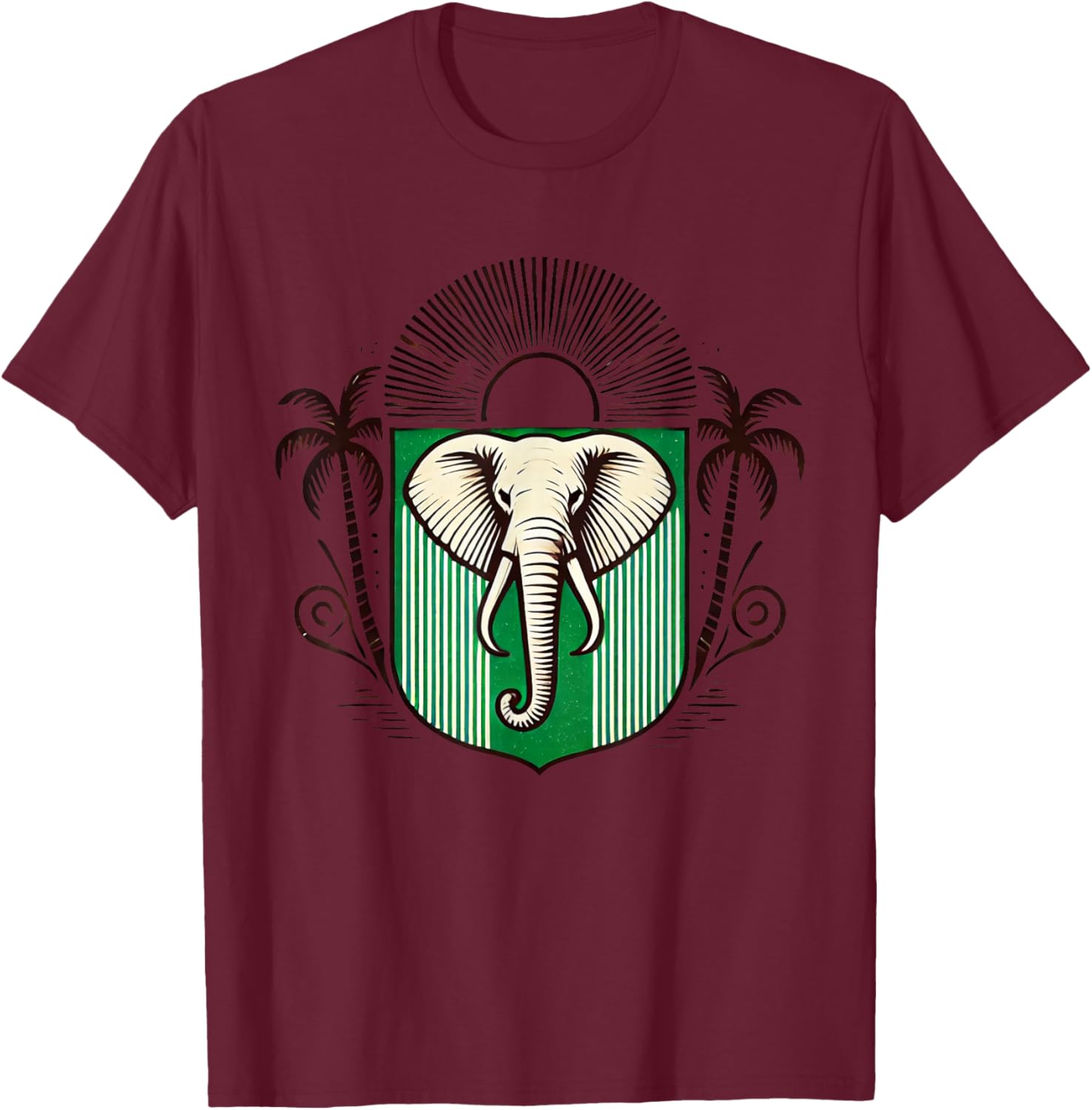 Ivory Coast Ivorian Elephant Flag Wear T-Shirt - T-Shirt | Maroon