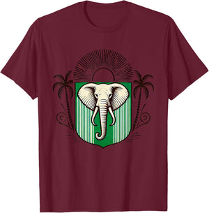 Ivory Coast Ivorian Elephant Flag Wear T-Shirt - T-Shirt | Maroon
