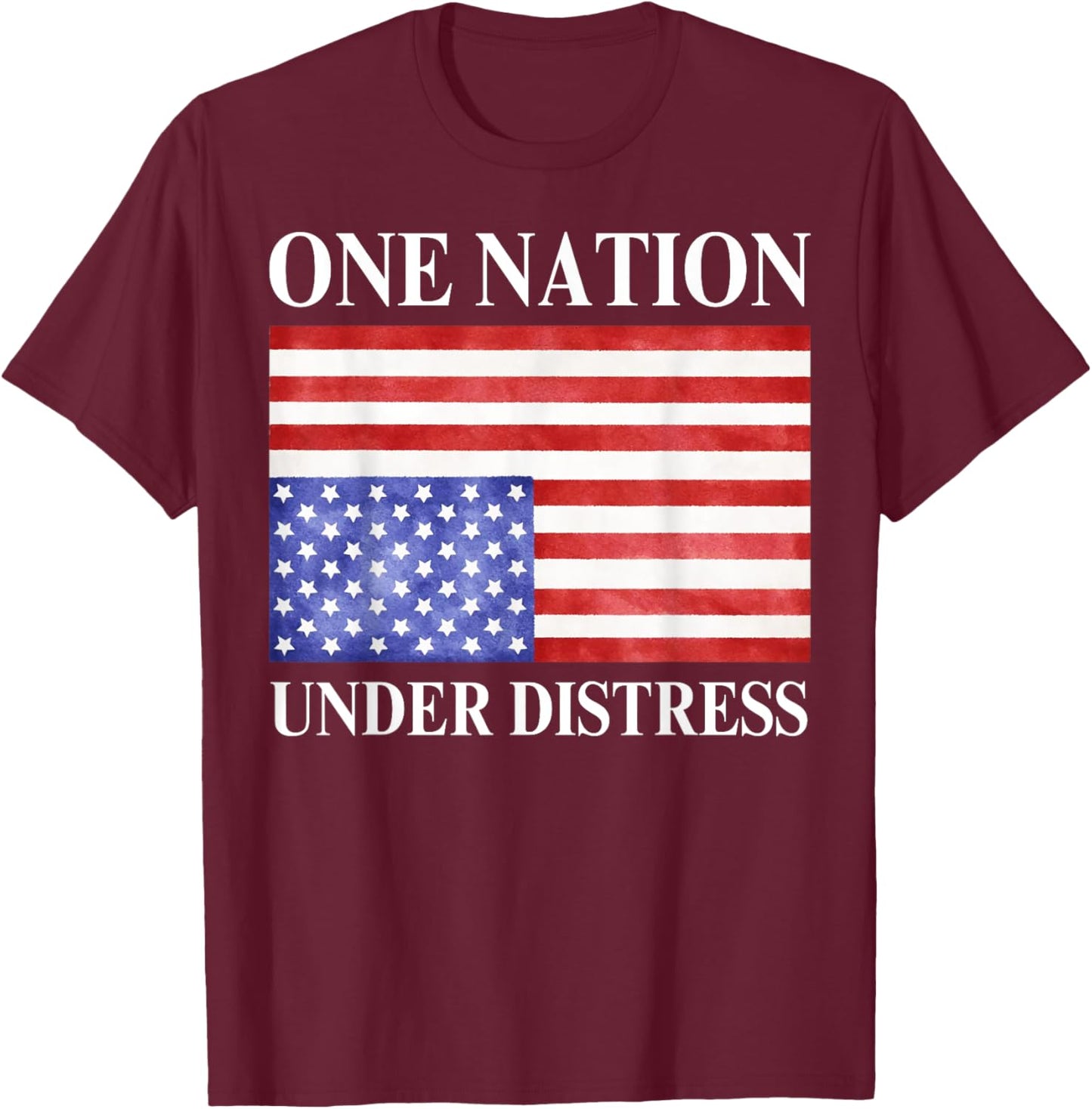 One Nation Under Vintage Distress 4th Of July American Flag T-Shirt - T-Shirt | Maroon
