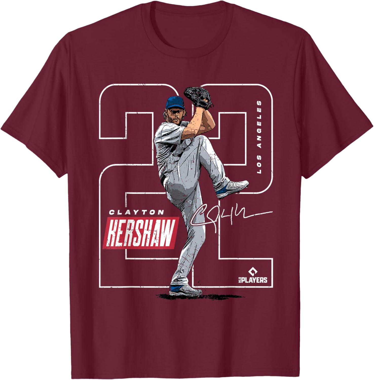 Clayton Kershaw | Los Angeles MLB Player League | MLBKER4040 T-Shirt - T-Shirt | Maroon