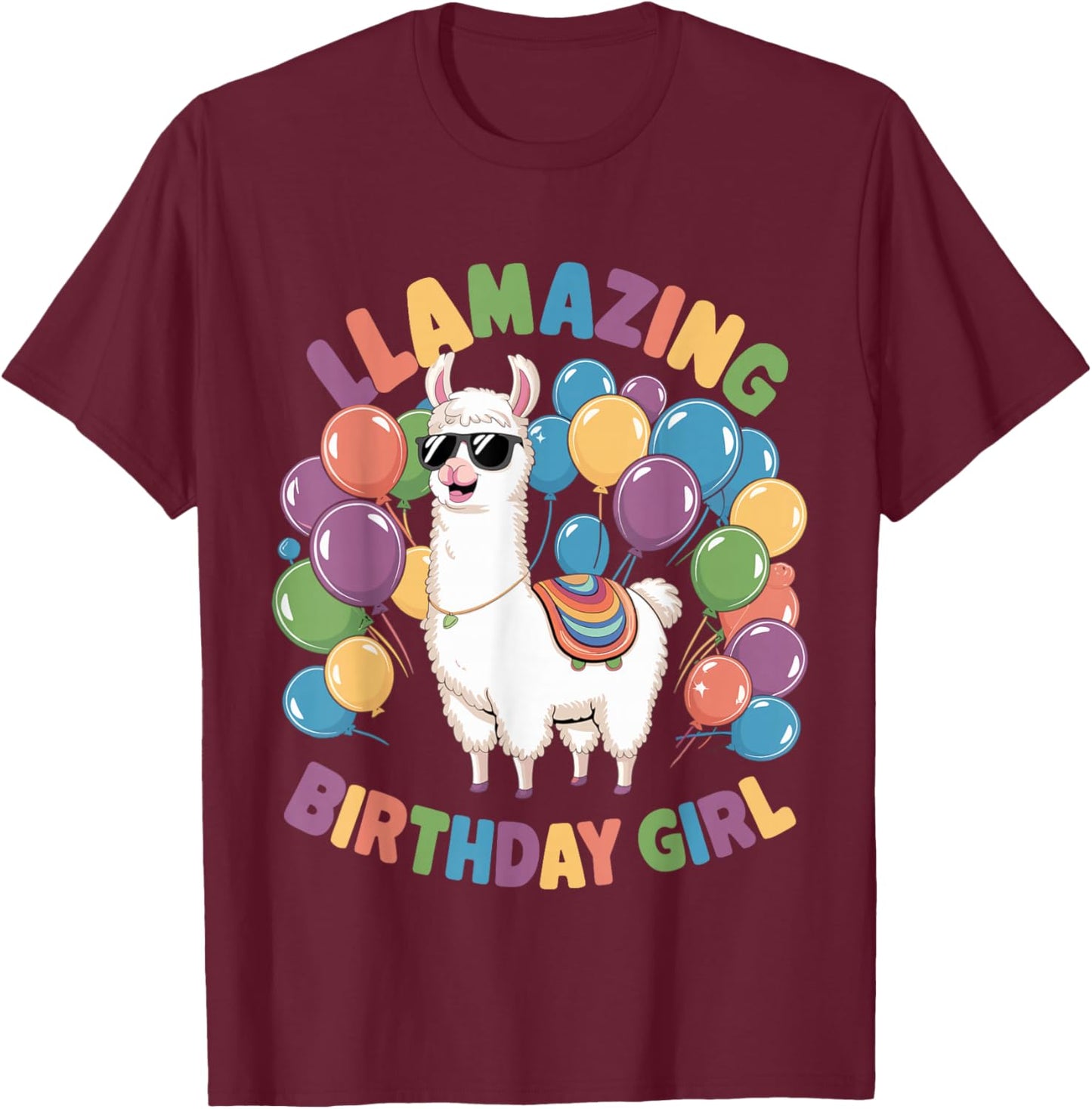Llama Birthday LLamazing Party Alpaca Balloons T-Shirt - T-Shirt | Maroon