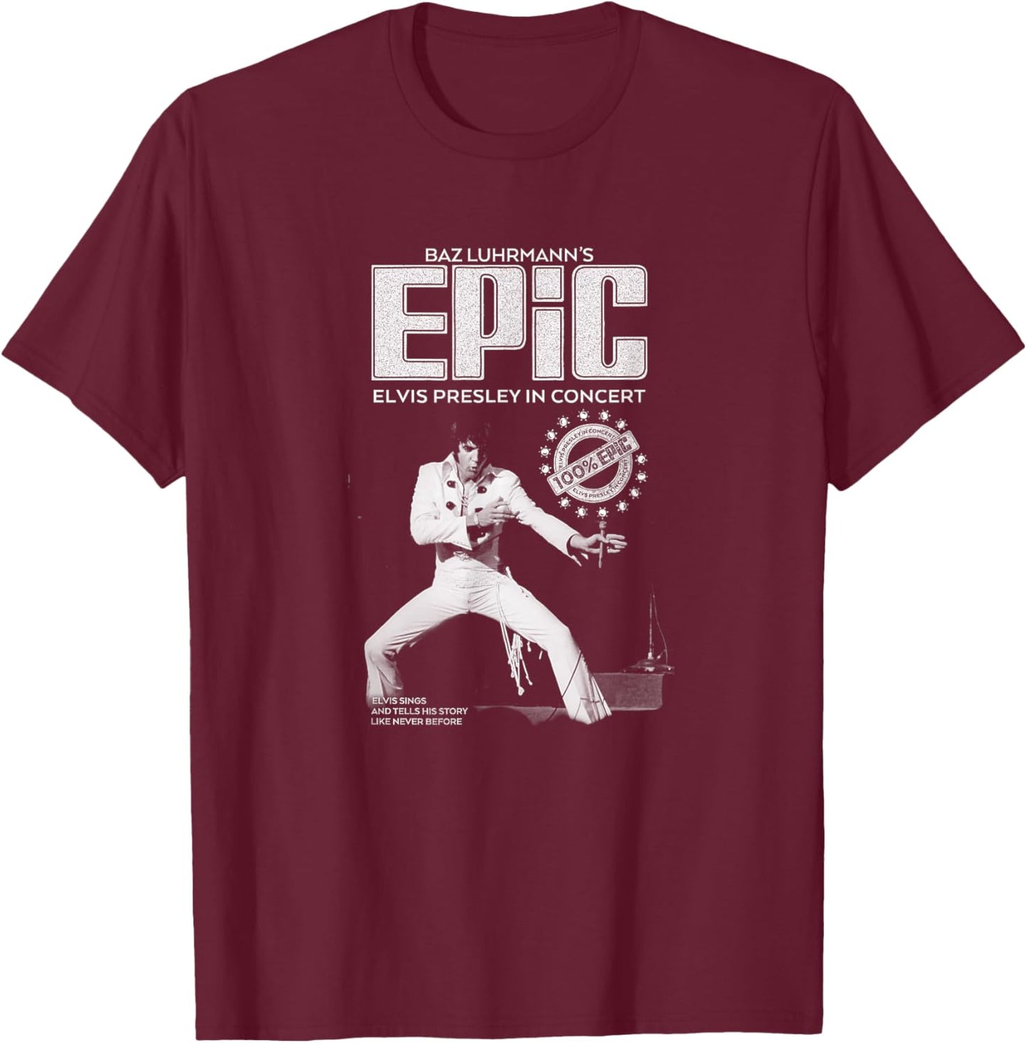 Elvis Presley Epic Jumpsuit T-Shirt - T-Shirt | Maroon
