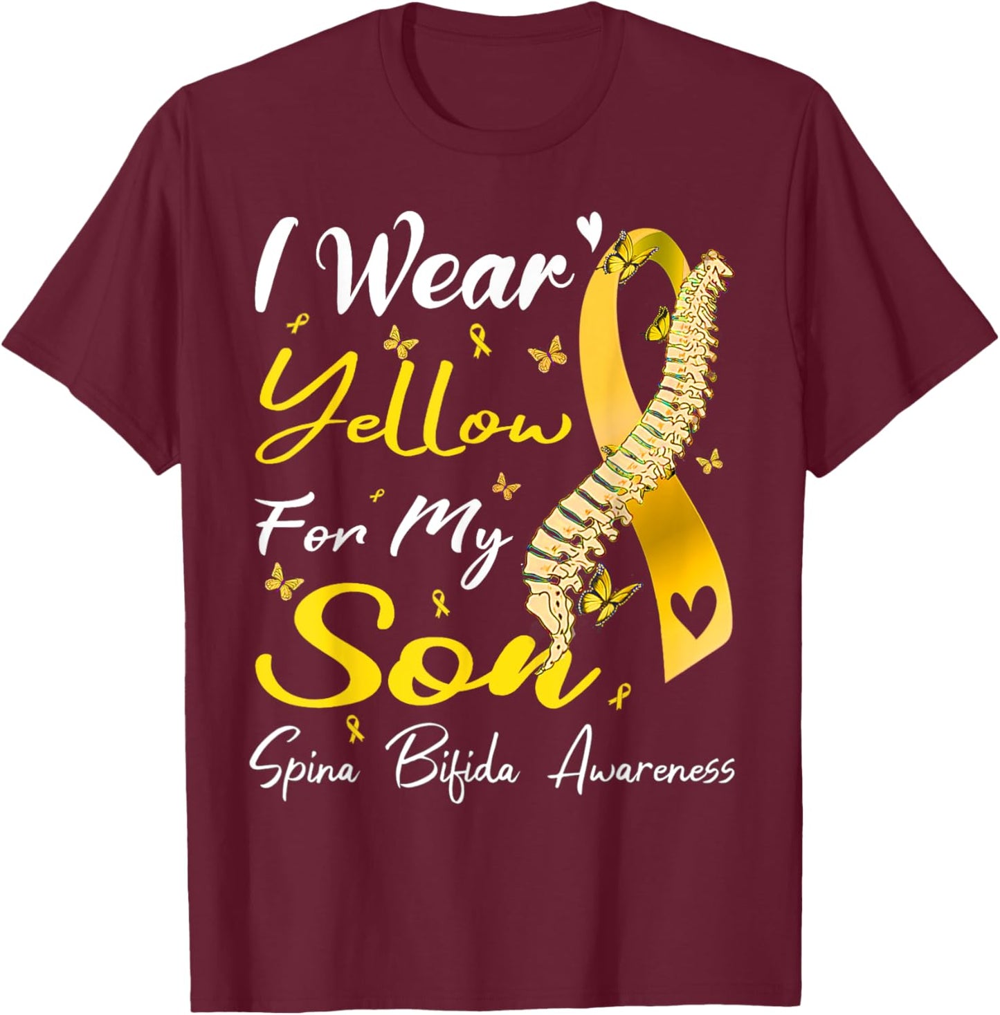 I Wear Yellow For My Son Spina Bifida Awareness T-Shirt - T-Shirt | Maroon