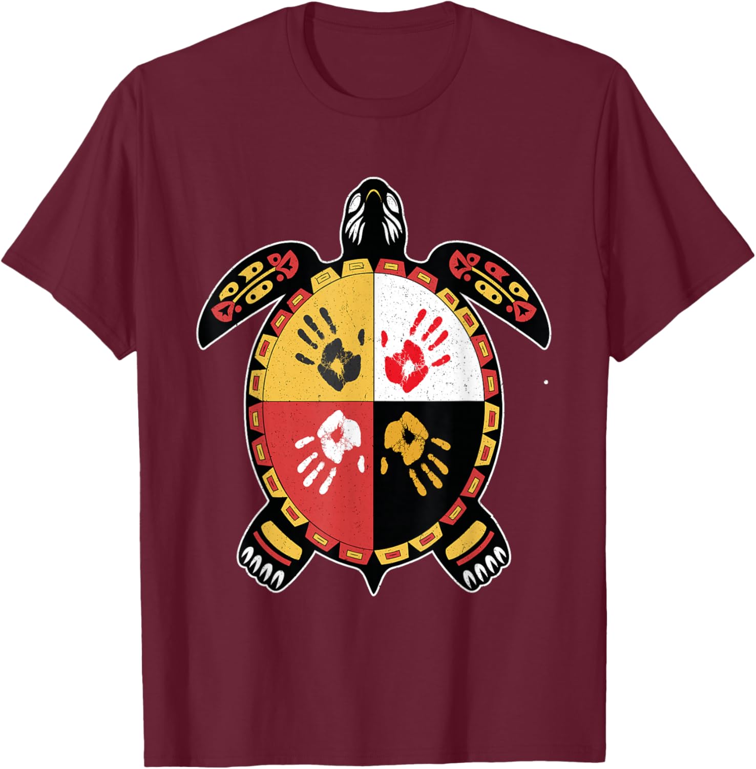 Medicine Wheel Turtle MMIW indigenous Native American T-Shirt - T-Shirt | Maroon