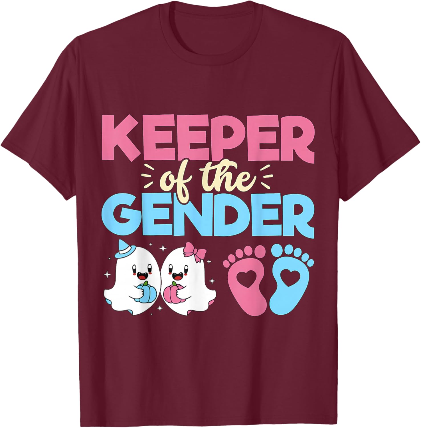 Keeper of The Gender Pumpkin Halloween Baby Gender Reveal T-Shirt - T-Shirt | Maroon