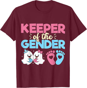 Keeper of The Gender Pumpkin Halloween Baby Gender Reveal T-Shirt - T-Shirt | Maroon