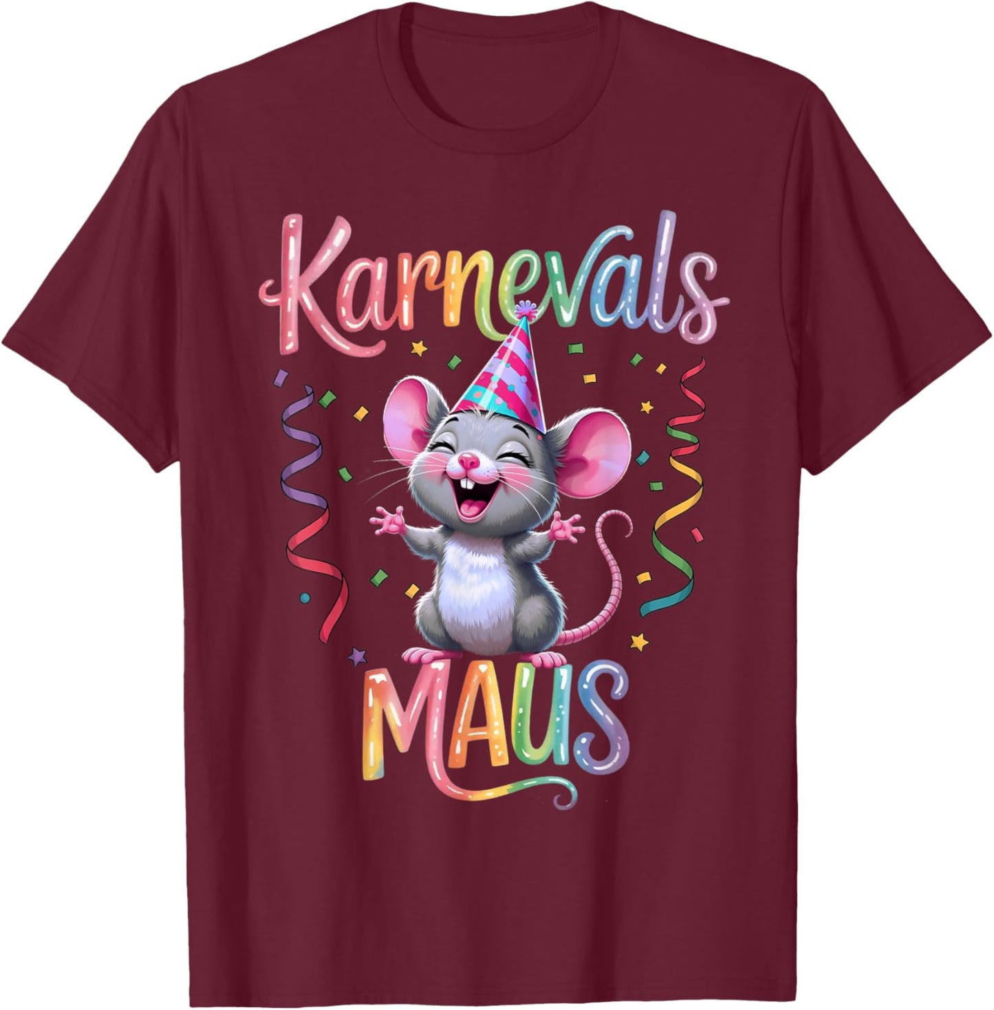 Carnival Mouse Cute Fancy Dress Motif and Children T-Shirt - T-Shirt | Maroon