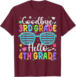 Goodbye 3rd Grade Hello 4th Grade Graduation Back to School T-Shirt - T-Shirt | Maroon