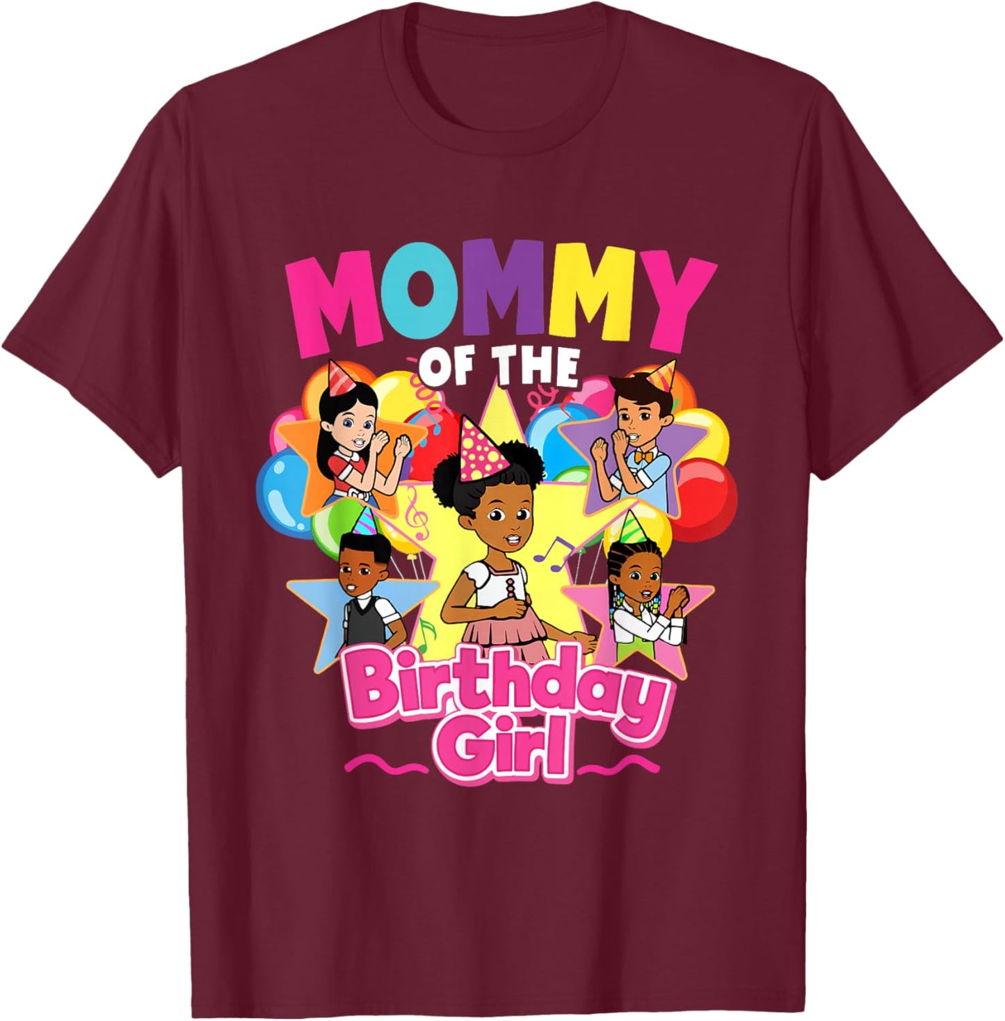 Mommy Birthday Girl Gracie Pink Doll Family Decorations T-Shirt - T-Shirt | Maroon