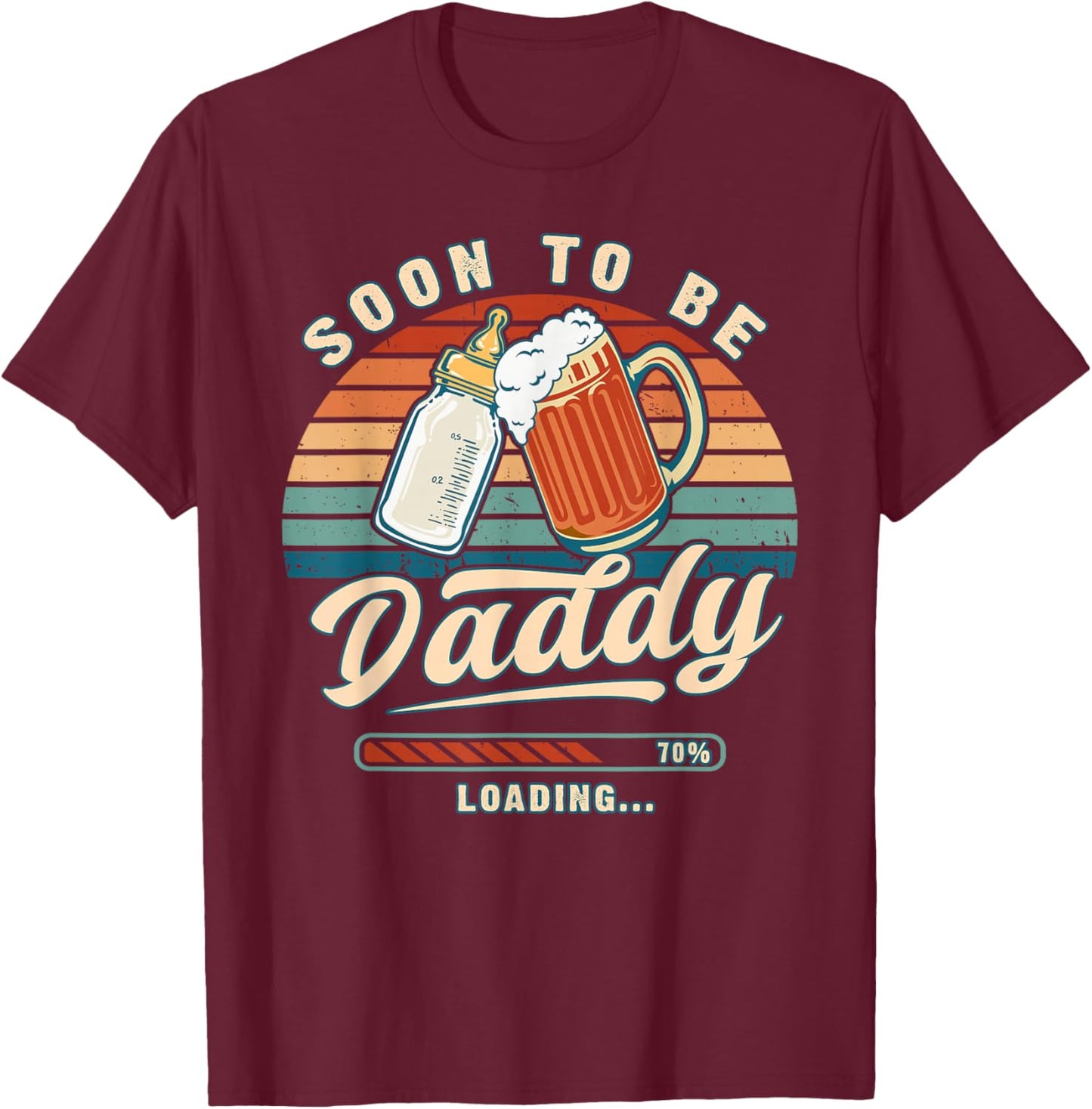 Soon to Be Daddy Loading Expecting Dad Reveal T-Shirt - T-Shirt | Maroon