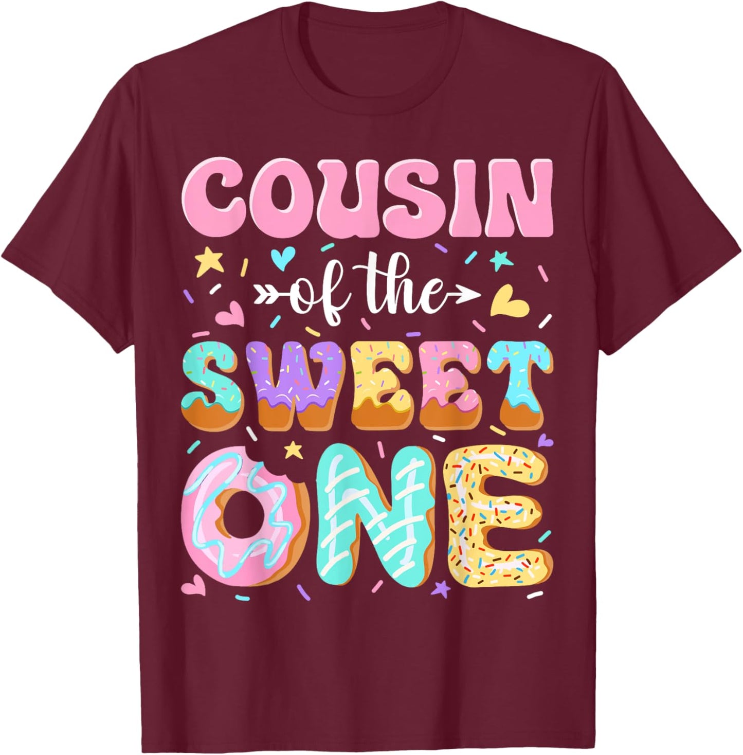 Cousin of The Sweet One First Birthday Matching Family T-Shirt - T-Shirt | Maroon