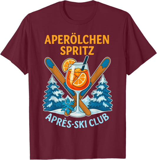 APERÖLCHEN Spritz APRÈS Ski Club X Skiing T-Shirt - T-Shirt | Maroon
