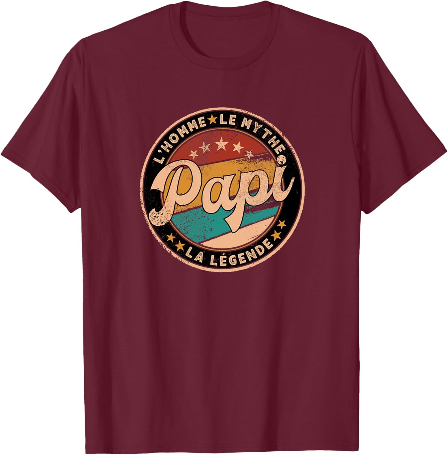Papi Homme Mythe Légende Idée-Cadeau Papy Humour Grand-Père Haut de Gamme T-Shirt - T-Shirt | Maroon