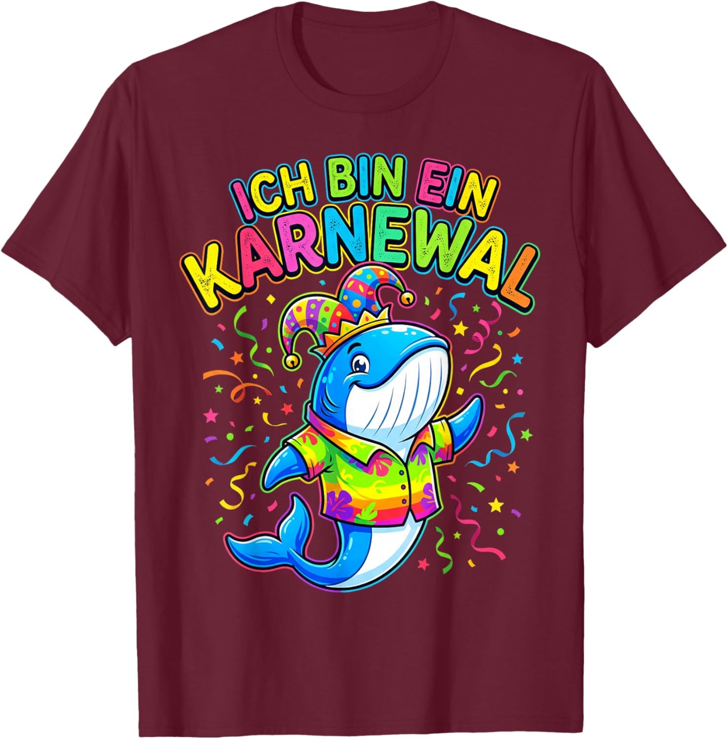 Fasching Ich Bin EIN Karneval 2026 Whale Costume Men's Funny T-Shirt - T-Shirt | Maroon