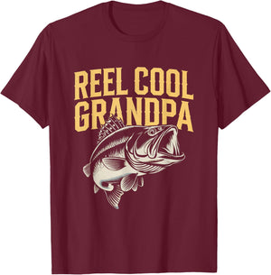 Fishing Grandpa Funny Fisherman Father’s Day Cool T-Shirt - T-Shirt | Maroon