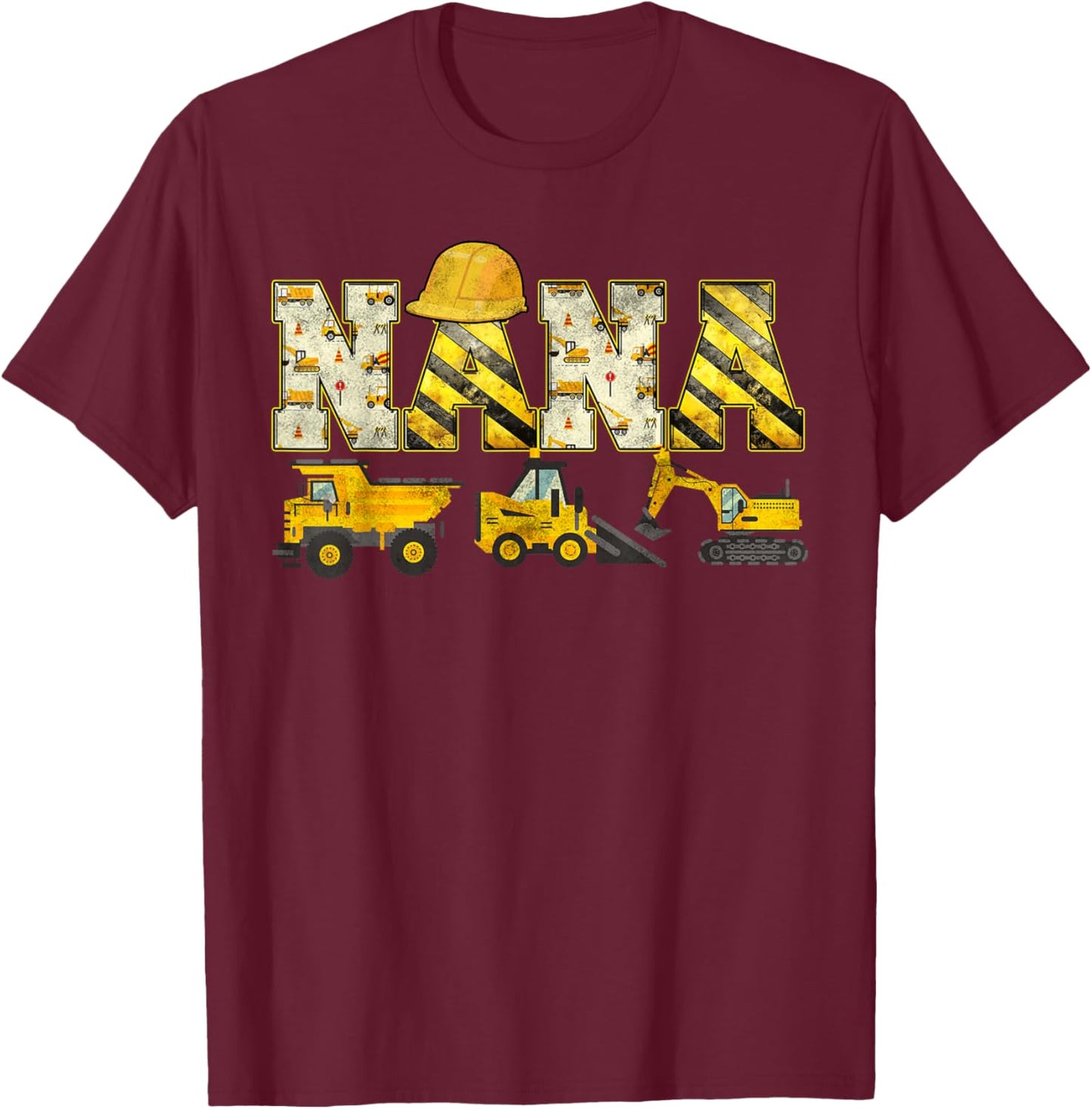 Nana Construction Excavator Kids Matching Family Party T-Shirt - T-Shirt | Maroon