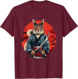 Japanese Samurai Squirrel Japanese Warrior Samurai Squirrel T-Shirt - T-Shirt | Maroon