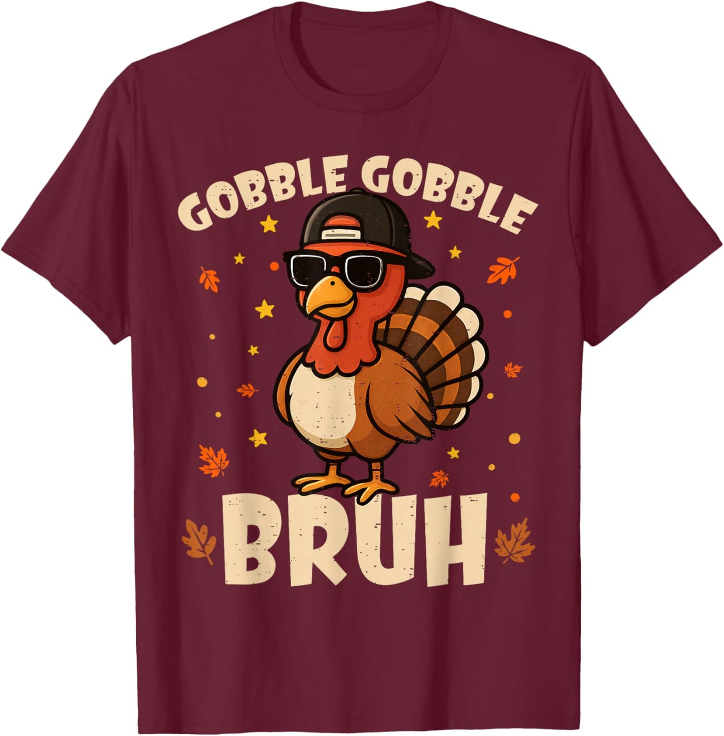 Bruh Funny Thanksgiving Turkey Gobble Shirt Boys Girls Kids T-Shirt - T-Shirt | Maroon