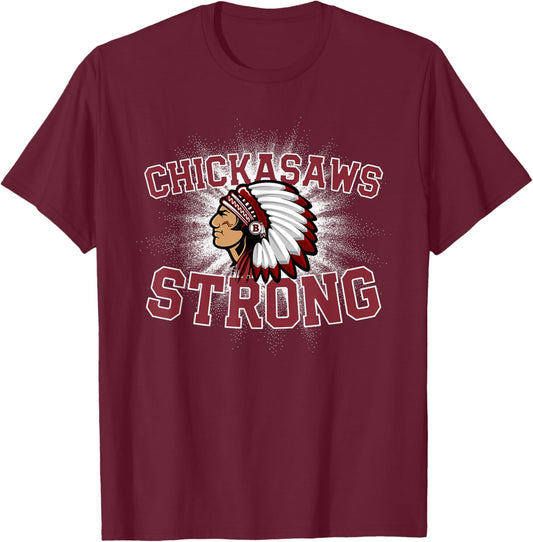Blytheville Chickasaws Logo Strong Flag HS T-Shirt - T-Shirt | Maroon