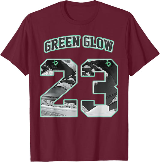 Number 23 Black Green Glow 3s Loser Lover Matching Retro T-Shirt - T-Shirt | Maroon