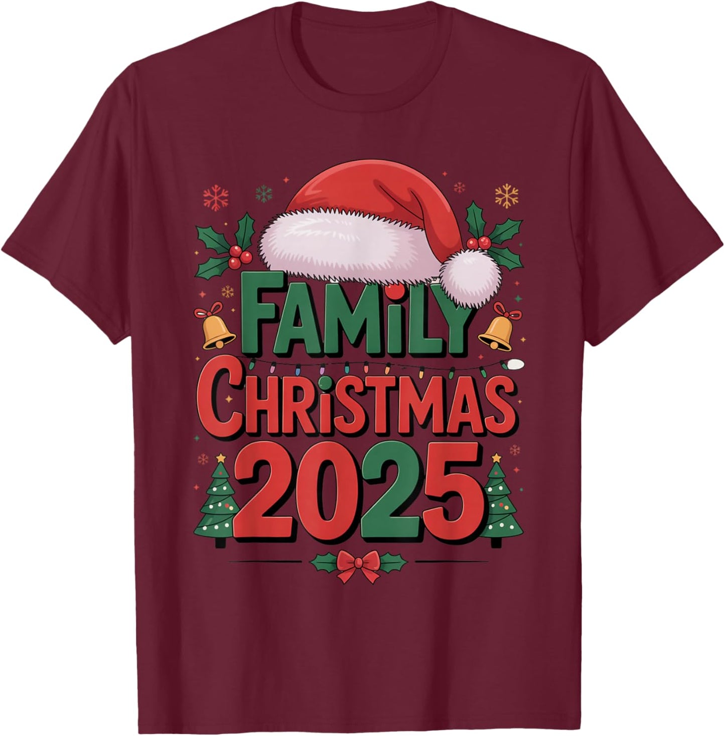 Family Christmas 2025 Matching Group T-Shirt - T-Shirt | Maroon