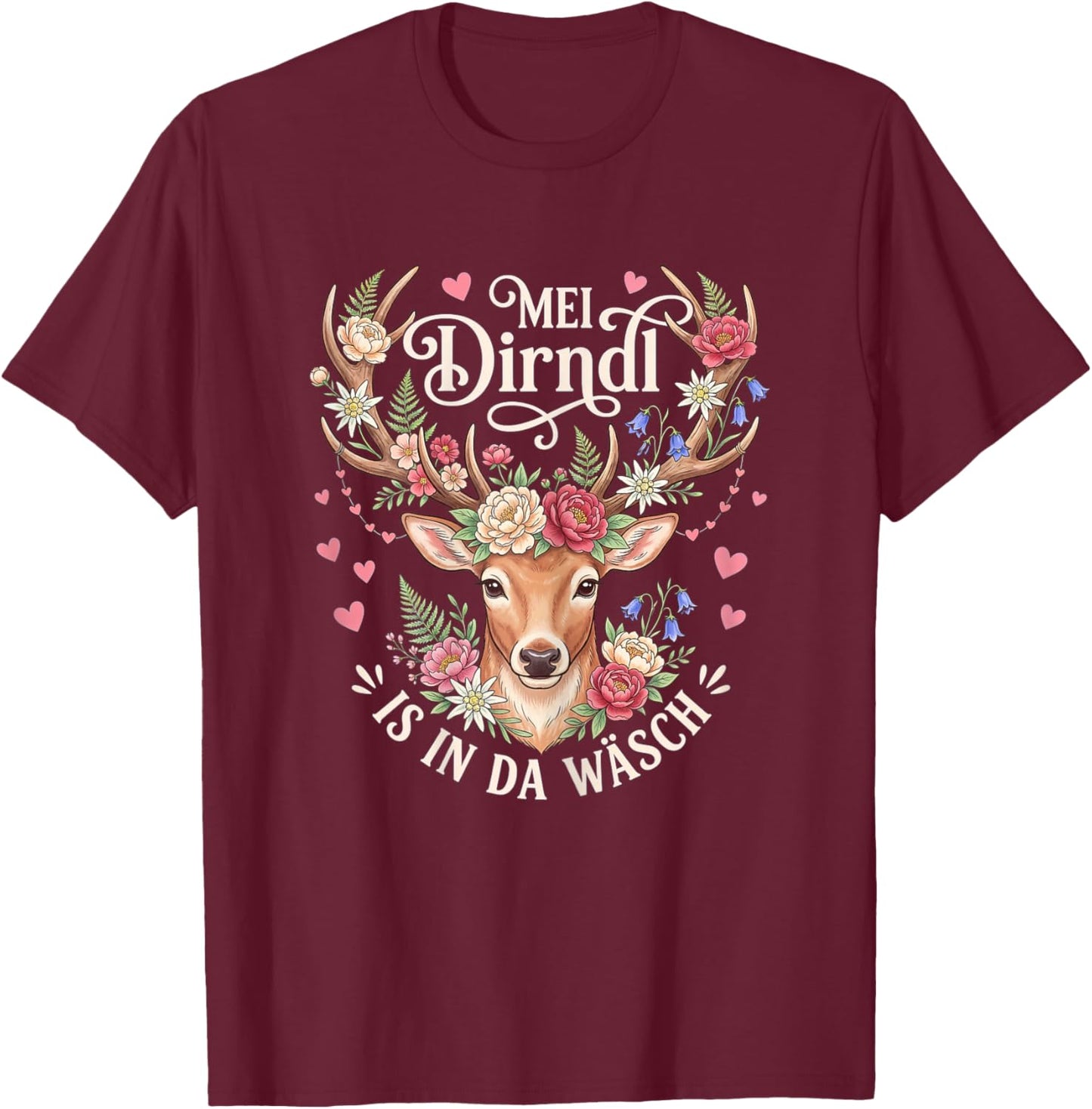 Trachtenshirt Damen Passend für Oktoberfest Damen Trachten T-Shirt - T-Shirt | Maroon