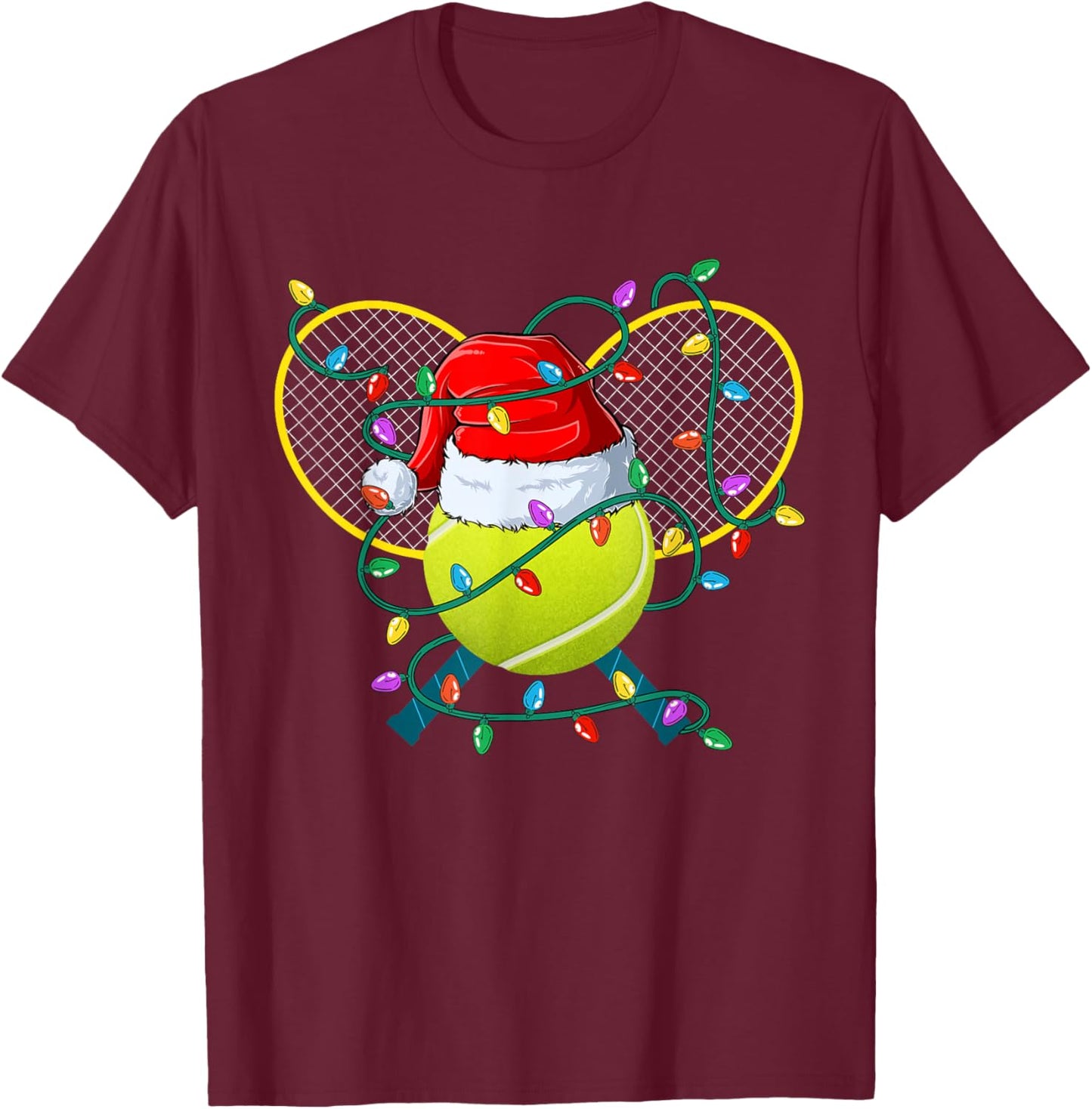 Christmas Tennis Xmas Santa Sports Hat Kids T-Shirt - T-Shirt | Maroon