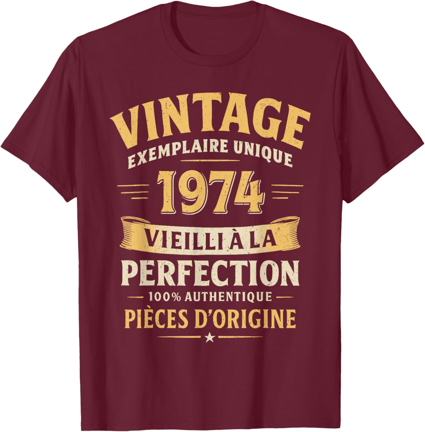 Cadeau Anniversaire 52 Ans Humour Vintage 1974 52 Ans Homme T-Shirt - T-Shirt | Maroon
