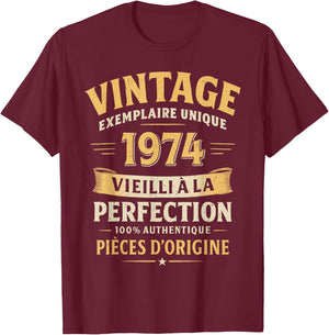 Cadeau Anniversaire 52 Ans Humour Vintage 1974 52 Ans Homme T-Shirt - T-Shirt | Maroon