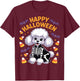 Poodle Skeleton Happy Halloween T-Shirt - T-Shirt | Maroon