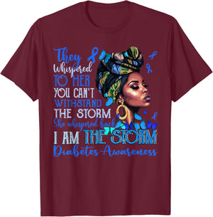 Black Women Motivation Support Diabetes Awareness Type 1 T-Shirt - T-Shirt | Maroon