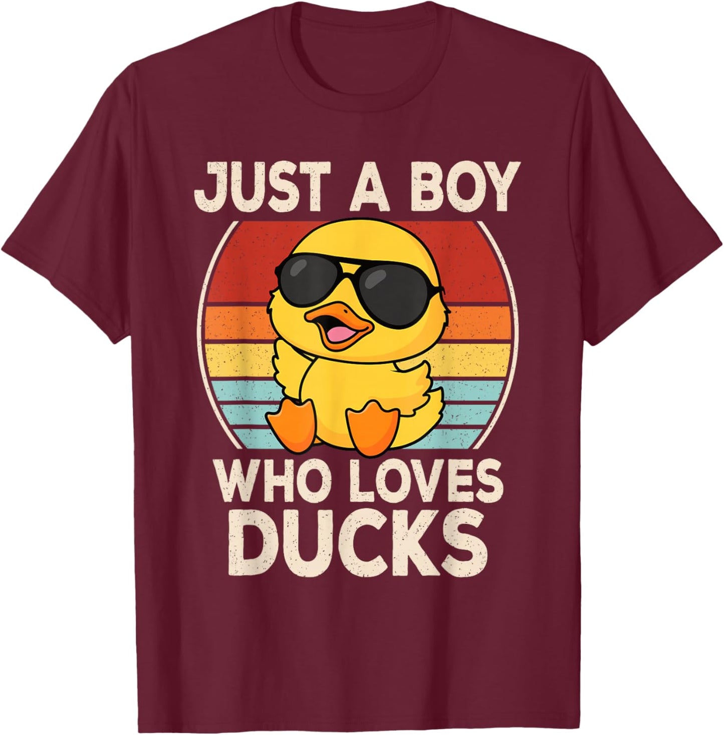 Just A Boy Who Loves Ducks Retro Duck Lover Boys Kids T-Shirt - T-Shirt | Maroon