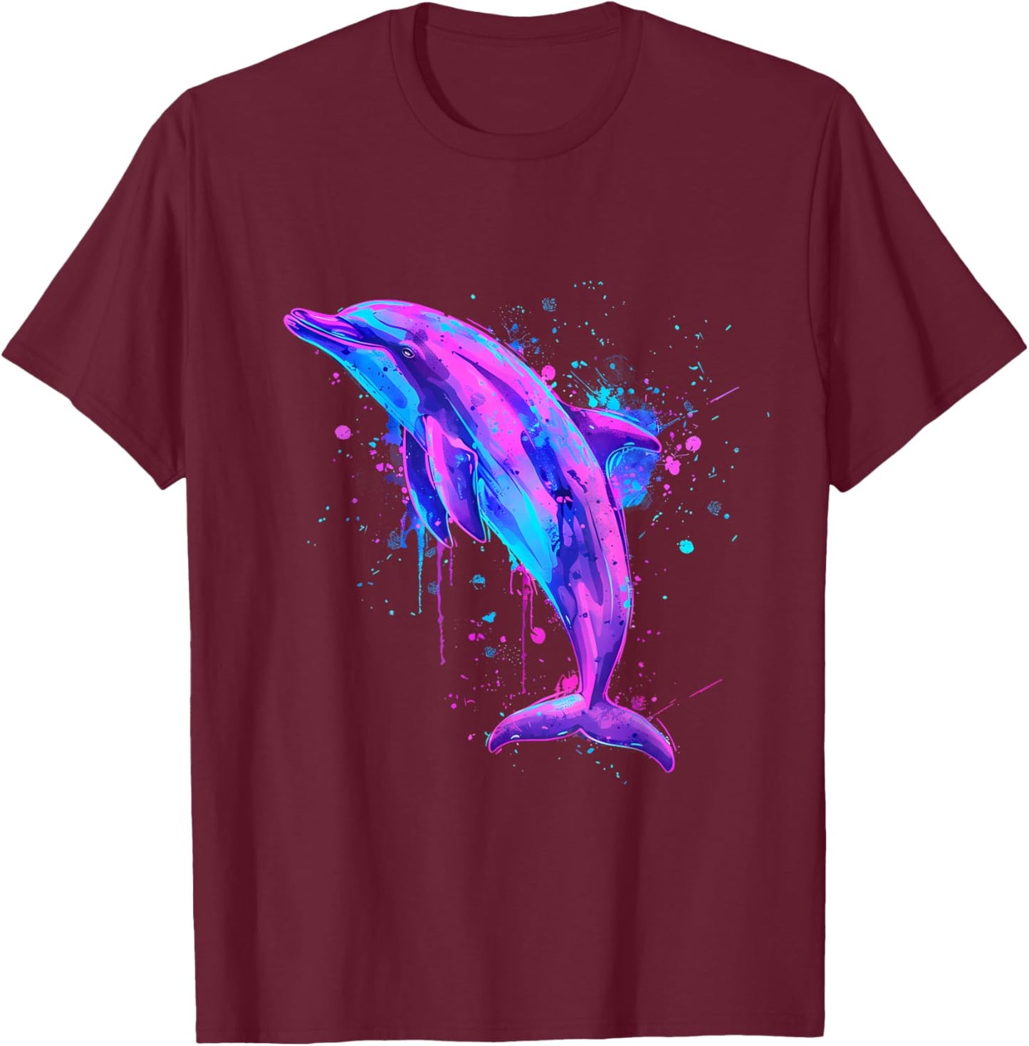 Sea Ocean Dolphin Artwork Dolphin Ocean Sea Animal Lover T-Shirt - T-Shirt | Maroon