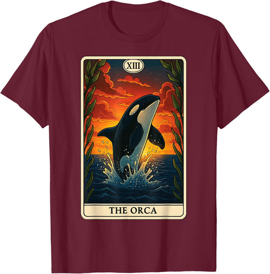 The Orca Tarot Card T-Shirt - T-Shirt | Maroon