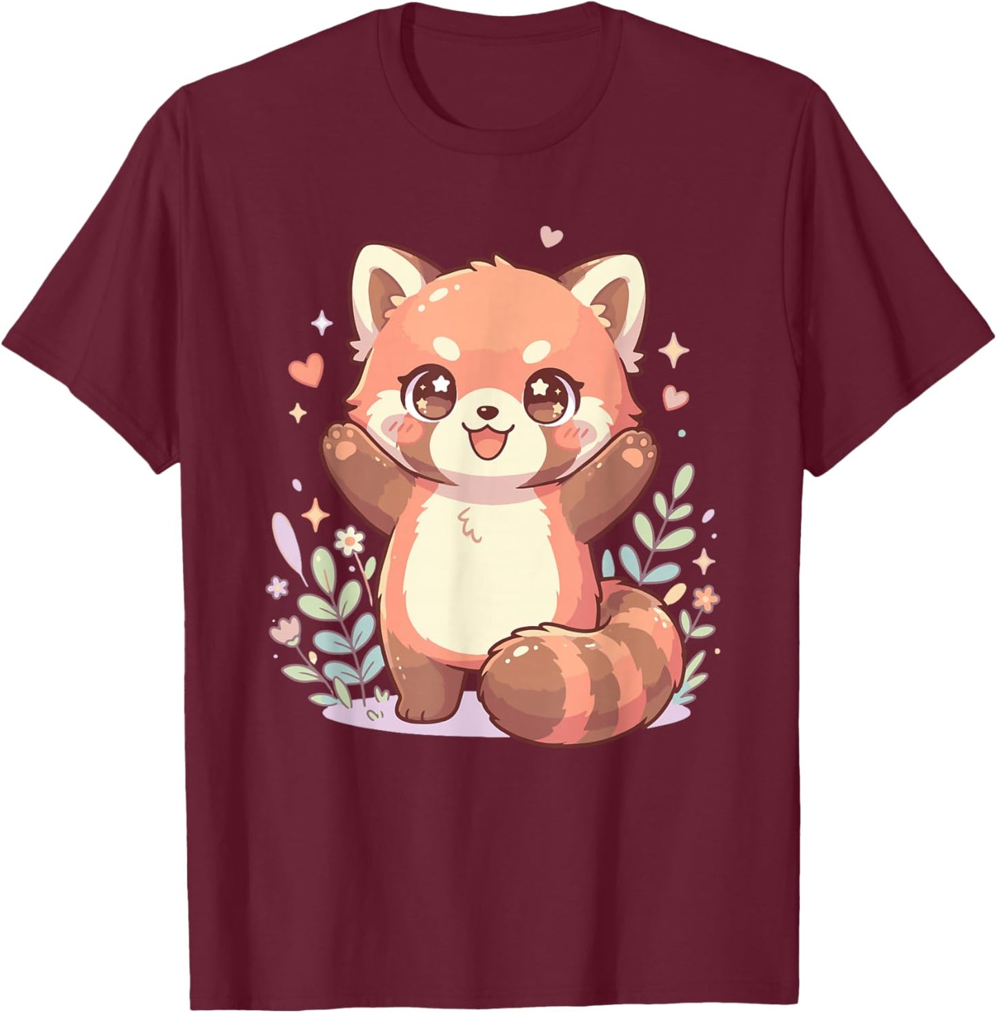 Kawaii Red Panda Paws Hands Up Cute Red Panda T-Shirt - T-Shirt | Maroon