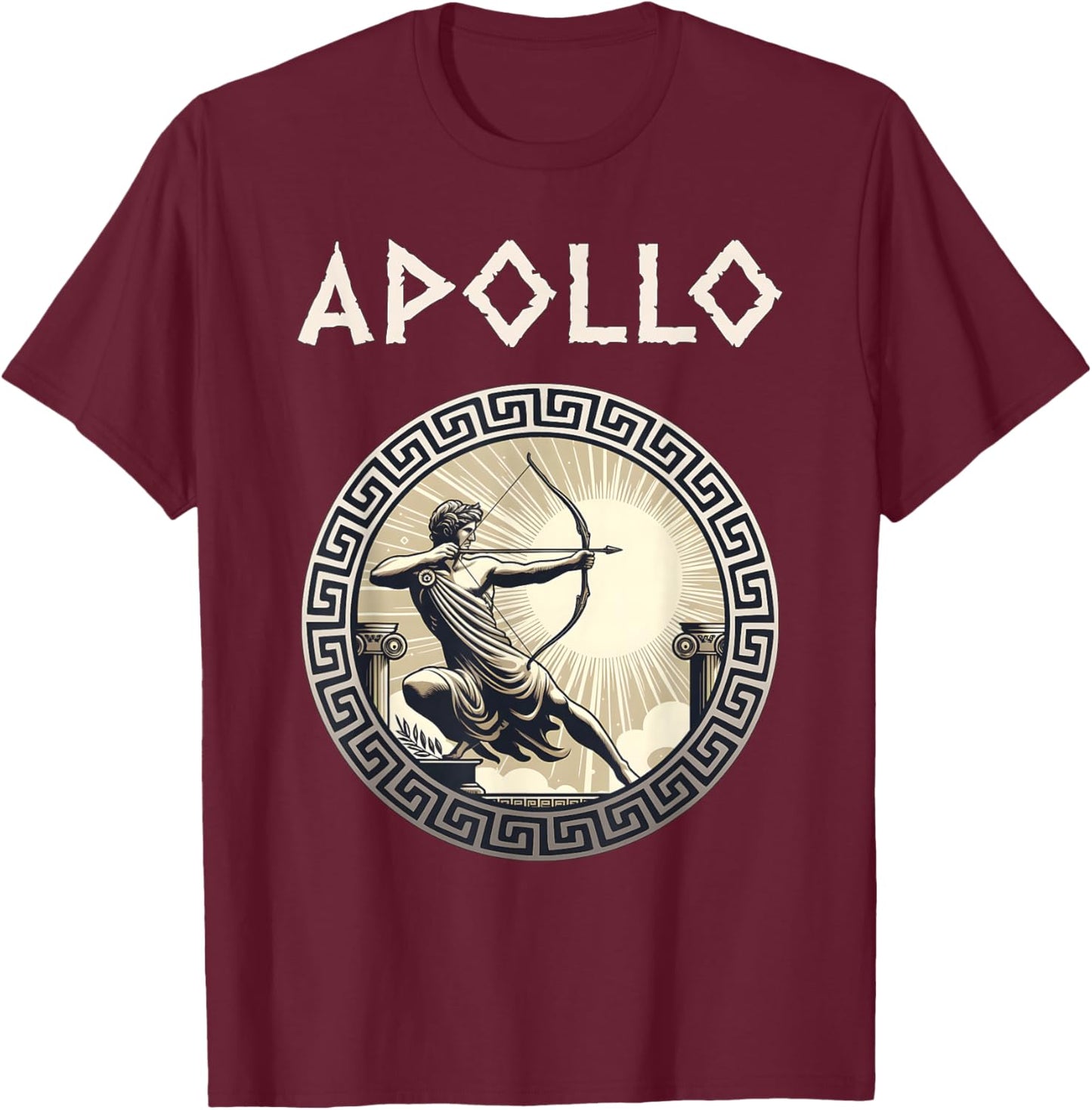 Agema Apparel Apollo Greek God of Archery Music and Light , Small, Black T-Shirt - T-Shirt | Maroon