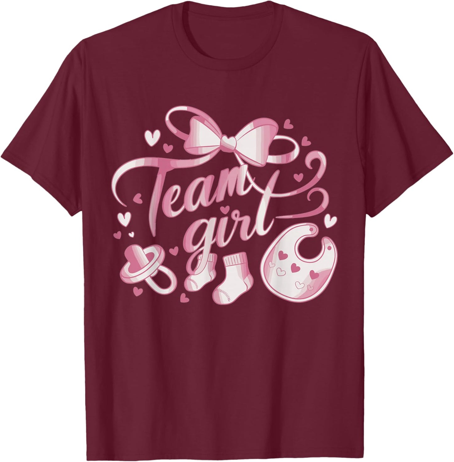 Gender Reveal Party Team Girl T-Shirt - T-Shirt | Maroon