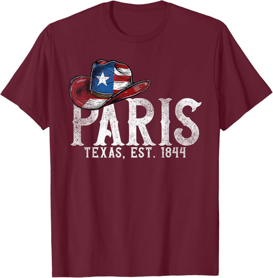 Paris Texas TX | cowboy hat T-Shirt - T-Shirt | Maroon