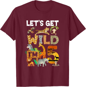 5 Year Old Zoo Birthday Safari Jungle Animal 5Th Bday T-Shirt - T-Shirt | Maroon