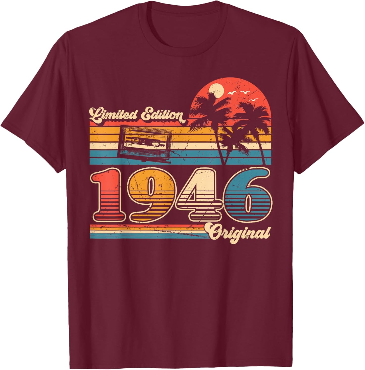 79th Birthday Retro Vintage 1946 Men Women T-Shirt - T-Shirt | Maroon