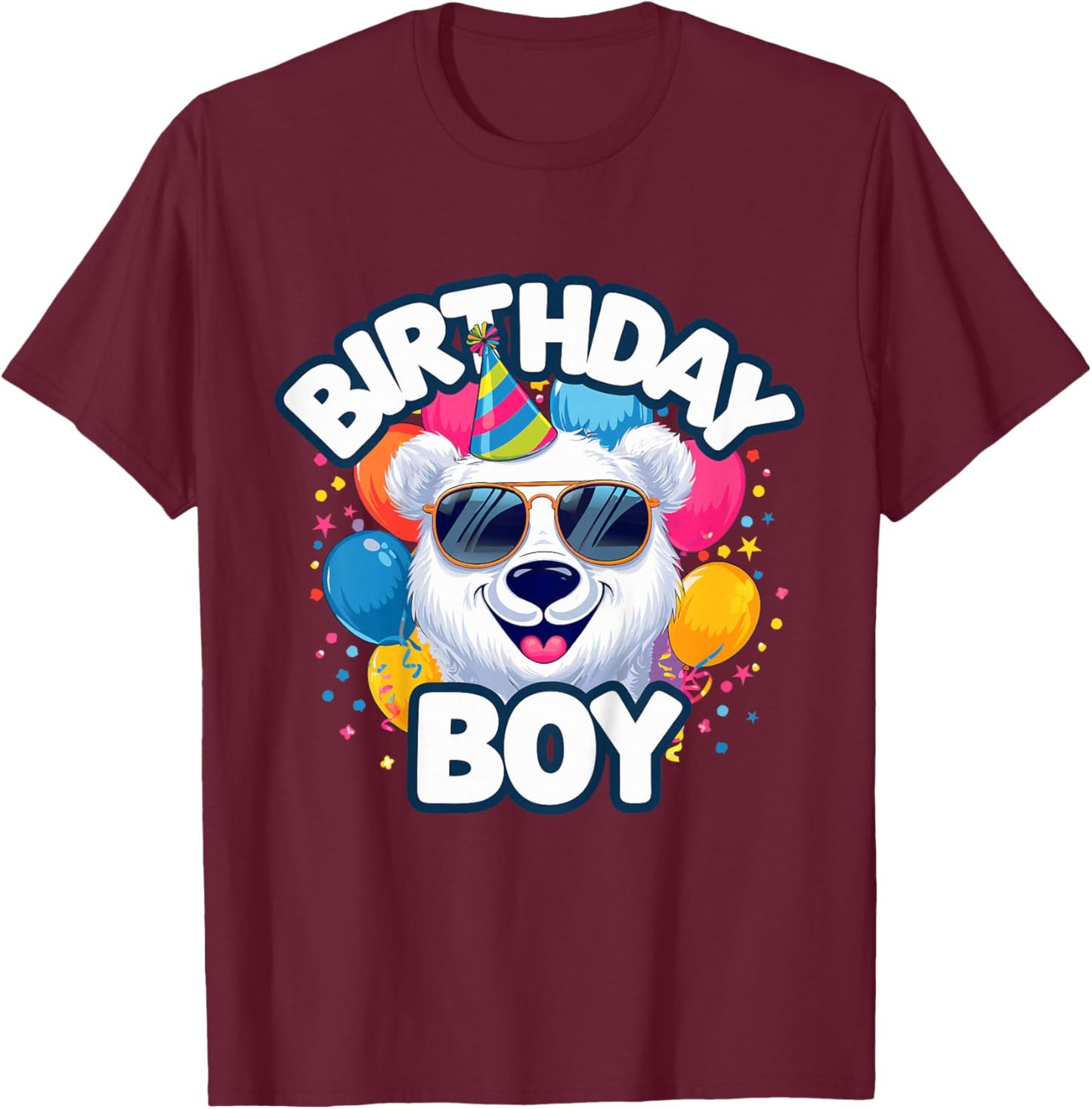 Kids Birthday Boy Polar Bear Kids T-Shirt - T-Shirt | Maroon